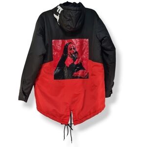 FTP Fuckthepopulation Pray For Me Fishtail Parka Coat Men's Size M Black &  Red